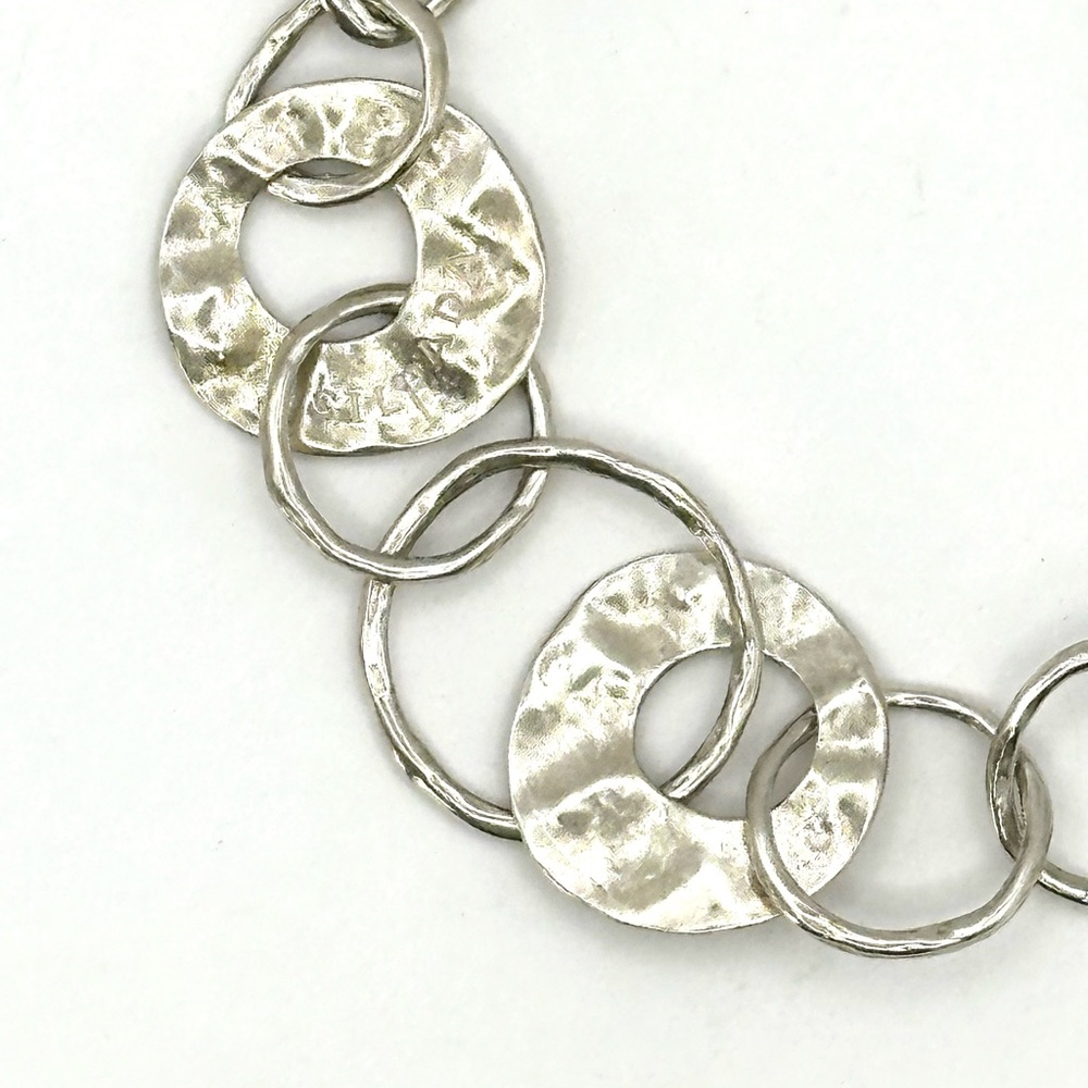 Silpada Retired B1217 Sterling Silver Hammered Circle “ Paper  Chain” Bracelet - Picture 2 of 7